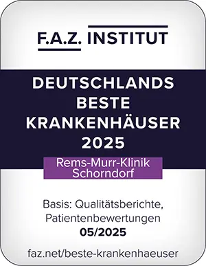 Siegel FAZ - Deutschlands beste Krankenhäuser 2025 - Rems-Murr-Klinik Schorndorf