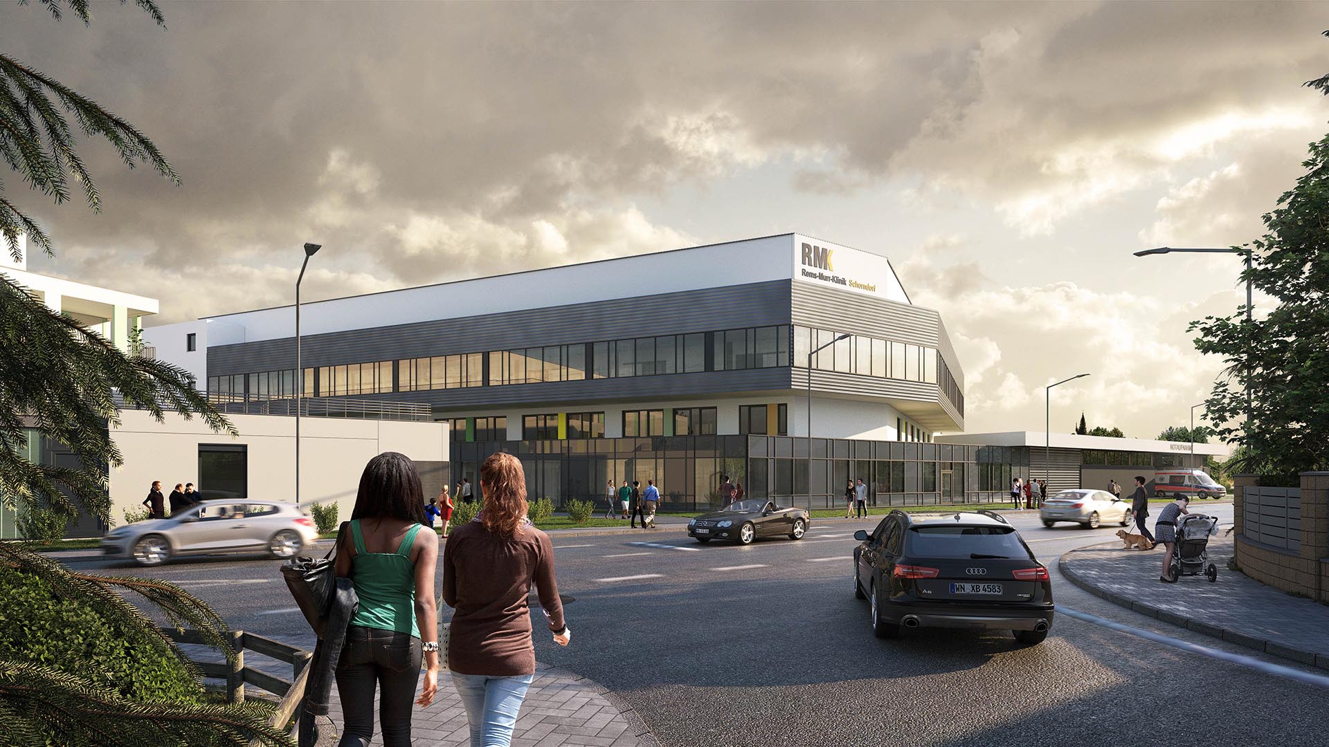 Computermodell des neue Funktionsbaus der Rems-Murr-Klinik Schorndorf